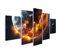 islandburner Impression sur toile - Spectaculaire planète ardente - Pour les fans de l'espace - 5 pièces