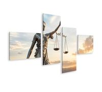 islandburner Impression sur toile, statue de justice majestueuse, décoration murale pour bureau et bureau pour les amateurs de justice, 4 pièces, édition D1