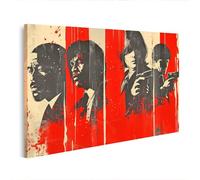 islandburner Impression sur toile style film noir personnages dessinés sur fond rouge - Toile 100 x 57 cm