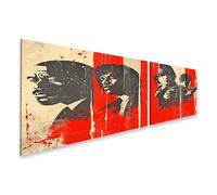 islandburner Impression sur toile style film noir personnages dessinés sur fond rouge - toile 160 x 40 cm - 2 pièces