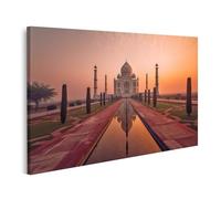 islandburner Impression sur toile Taj Mahal au lever du soleil dans la brume Architecture indienne Miracles - Toile 80 x 40 cm