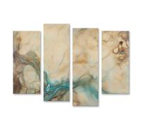islandburner Impression sur toile Vagues d'harmonie et mélange doux des couleurs du ciel - Toile 130 x 80 cm - 4 pièces