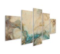 islandburner Impression sur toile Vagues d'harmonie et mélange doux des couleurs du ciel - Toile 170 x 80 cm - 5 pièces