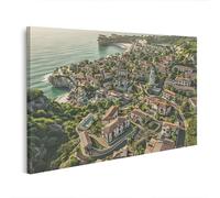 islandburner Impression sur toile Ville côtière Vue d'oiseau Maisons Mer Plages Architecture - Toile 100 x 57 cm