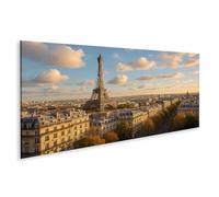 islandburner Impression sur toile - Vue d'automne sur la Tour Eiffel et l'architecture parisienne - Toile 120 x 40 cm - Panorama