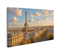 islandburner Impression sur toile - Vue d'automne sur la Tour Eiffel et l'architecture parisienne - Toile 100 x 57 cm