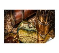 islandburner IODT-PGR Tableau XXL Poster Vieille Boussole Vintage Carte Voyage Géographie Navigation Concept Boîte aux lettres Images de qualité supérieure Photographie photo IODT-PGR