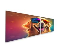 islandburner ITQA-2K Impression sur toile représentant un chien heureux et des lunettes de soleil - Portrait de chien souriant avec des lunettes de soleil