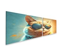 islandburner ITQB-2K Impression sur toile représentant un chat heureux avec des lunettes de soleil