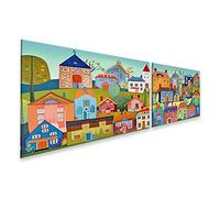 islandburner IXEV-2K Tableau sur toile pour enfants de petites villes mignonnes