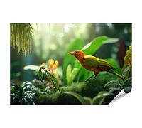 islandburner IYET-PKL Poster XXL Motif oiseau exotique forêt tropicale Close Up Multicolore Vert sauvage