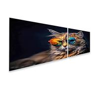 islandburner IYFP-2K IYFP-2K Impression sur toile Motif chat avec lunettes de soleil multicolores