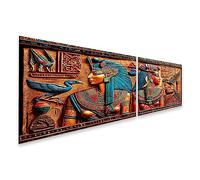 islandburner JCBR-2K Tableau sur toile Sculptures hiéroglyphiques Murs Ancien Temple égyptien Ai Généré Égypte Images murales Poster