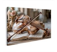 islandburner K1 Impression sur toile Motif violon nostalgique avec notes pour salon pour les amateurs de musique