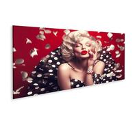 islandburner Marilyn Monroe Tableau sur toile rétro glamour avec lèvres rouges et robe à pois pour chambre à coucher, fans de cinéma, salon de coiffure, images murales, posters