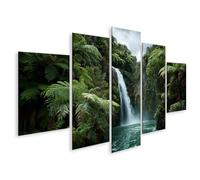 islandburner Mystique Cascade Impression sur toile pour salon pour les amoureux de la nature 5 pièces