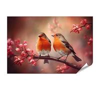islandburner Photo XXL Poster couple de perruches romantiques, oiseaux, branche, amour, concept de qualité supérieure, photos photo