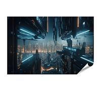 islandburner Photo XXL Poster Cyberpunk City Night Panorama Futuristic Tall Buildings Urban Scene Skyscrapers Premium Images photo photo