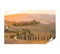 islandburner Poster Allée des Cyprès au coucher du soleil dans les collines de Toscane - Poster 130 x 90 cm