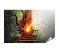 islandburner Poster arbre des secrets lumineux dans la forêt numérique de la magie - Poster 130 x 90 cm