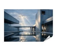 islandburner Poster d'architecture moderne de qualité supérieure avec jeu d'eau et de lumière pour une décoration murale élégante - Grand format