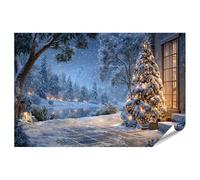 islandburner Poster de qualité supérieure - Arbre de Noël confortable dans la neige - Décoration murale pour salon pour les romantiques d'hiver - Grand format