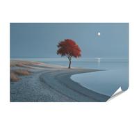 islandburner Poster de qualité supérieure - Arbre rouge mystique sur la rive du clair de lune - Tableau mural pour salon pour les amoureux de la nature - Grand format