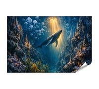 islandburner Poster de qualité supérieure Baleine majestueuse dans un monde sous-marin mystérieux - Standard