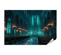 islandburner Poster de qualité supérieure - Cathédrale gothique dans une lumière turquoise - Tableau mural pour des pièces élégantes - Grand format