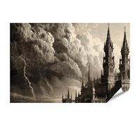 islandburner Poster de qualité supérieure Cathédrale gothique dramatique Peinture murale Salon pour les amateurs d'architecture - Grand format