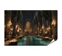 islandburner Poster de qualité supérieure Cathédrale médiévale avec haute voûte et lumière de bougie - Standard