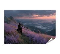 islandburner Poster de qualité supérieure - Cavalier solitaire sur cheval dans un paysage florissant - Tableau mural - Standard