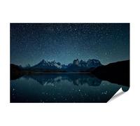 islandburner Poster de qualité supérieure - Ciel étoilé au-dessus des montagnes et du lac - Tableau mural pour les amoureux de la nature - Standard