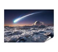 islandburner Poster de qualité supérieure - Comète spectaculaire sur paysage lunaire glacé - Tableau mural de bureau pour les fans de l'espace - Standard