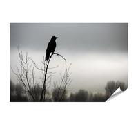 islandburner Poster de qualité supérieure - Corbeau mystique sur une branche - Tableau mural pour salon pour les amoureux de la nature - Standard - Edition N3