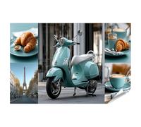islandburner Poster de qualité supérieure - Décoration murale minimaliste avec scooter et petit déjeuner français - Standard