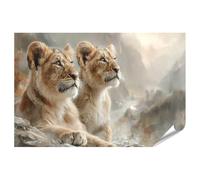 islandburner Poster de qualité supérieure garçon lion dans un paysage africain - Tableau mural pour les amoureux des animaux - Standard - Edition J2