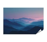 islandburner Poster de qualité supérieure - Montagnes bleues mystiques à l'aube du sommet alpin - Poster 130 x 90 cm