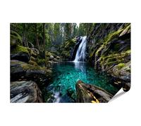 islandburner Poster de qualité supérieure - Motif cascade dans la forêt - Tableau mural nature pour une atmosphère relaxante - Grand format