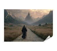 islandburner Poster de qualité supérieure - Motif pèlerin médiéval sur le chemin du château - Décoration murale pour les amateurs d'aventure - Standard