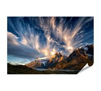 islandburner Poster de qualité supérieure - Paysage de montagne en relief - Torres del Paine - Décoration murale pour salon pour les amoureux de la nature - Standard