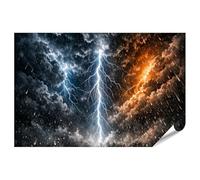 islandburner Poster de qualité supérieure - Paysage d'orage avec éclairs et pluie - Pour décoration murale - Standard