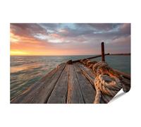 islandburner Poster de qualité supérieure - Pont en bois romantique - Coucher de soleil - Décoration murale pour salon pour les amoureux de la nature - Standard