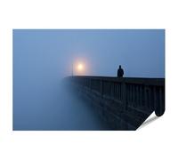 islandburner Poster de qualité supérieure - Pont mystique dans le brouillard - Tableau mural pour le salon pour les aventuriers - Grand format