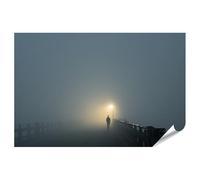 islandburner Poster de qualité supérieure - Pont mystique dans le brouillard - Tableau mural pour salon pour explorateurs - Grand format