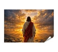 islandburner Poster de qualité supérieure - Portrait au dos d'une figurine sur une colline au coucher du soleil - Standard