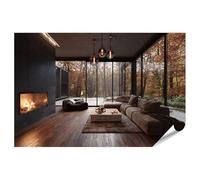 islandburner Poster de qualité supérieure pour salon moderne avec cheminée et vue sur la nature - Standard - Edition Y1