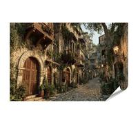 islandburner Poster de qualité supérieure - Quartier résidentiel médiéval avec pavés et plantes - Grand format