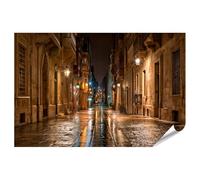 islandburner Poster de qualité supérieure - Rue éclairée de la Valette la nuit - Tableau mural pour pièces à vivre - Grand format