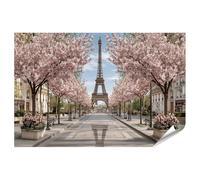 islandburner Poster de qualité supérieure - Scène de printemps romantique avec tour Eiffel - Tableau mural pour salon - Parfait pour les amateurs de Paris - Grand format